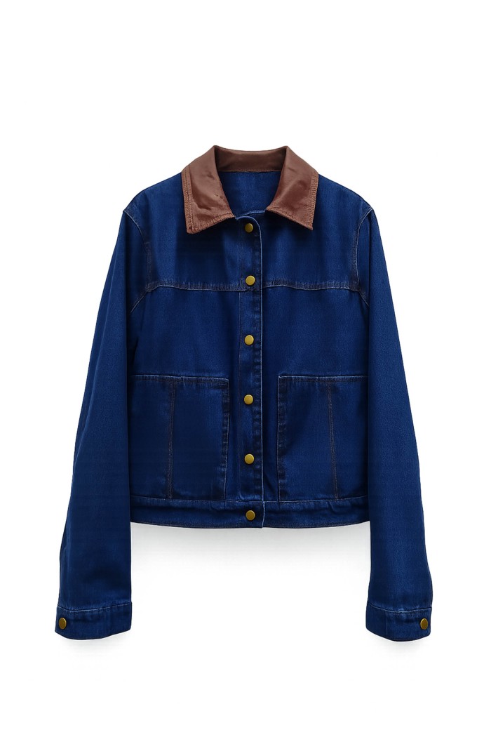 Chaqueta Vaquera Mujer Con Cuello En Contraste TY-M9532