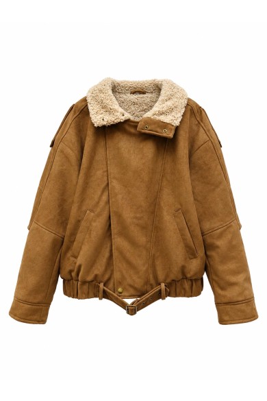 Chaqueta Mujer Efecto Ante Con Cuello Borreguito TY-M9506