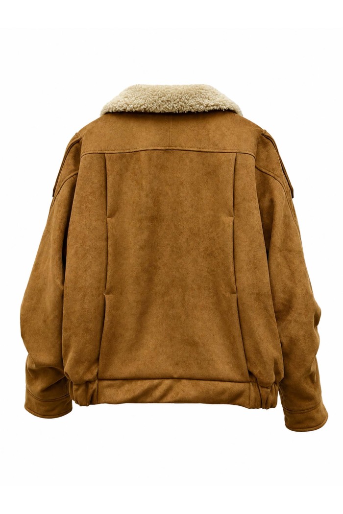 Chaqueta Mujer Efecto Ante Con Cuello Borreguito TY-M9506