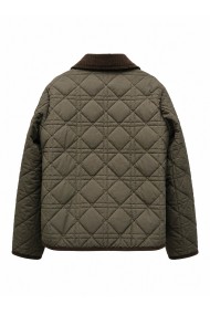 Chaqueta Acolchada Mujer Verde Militar Con Cuello De Pana TY-M9550