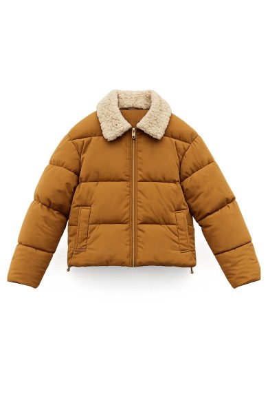 Chaqueta Acolchada Mujer Con Cuello Borreguito TY-M9507
