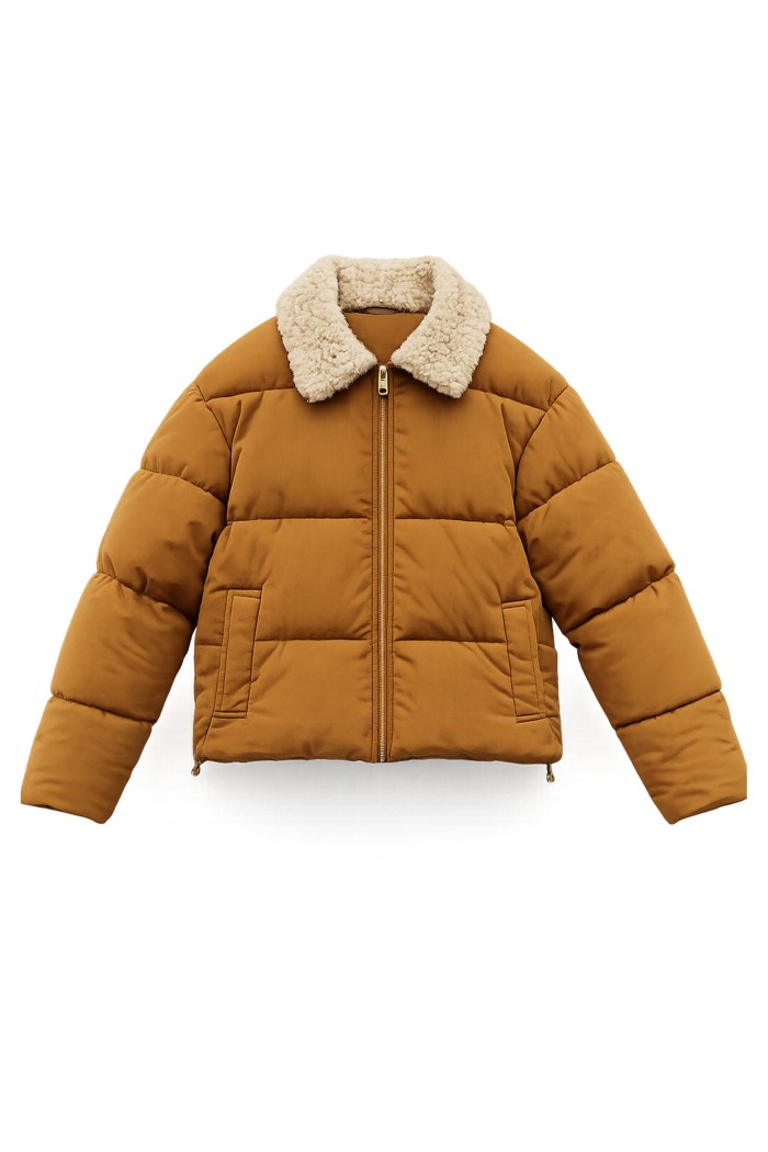 Chaqueta Acolchada Mujer Con Cuello Borreguito TY-M9507