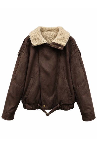 Chaqueta Mujer Efecto Ante Con Cuello Borreguito TY-M9506