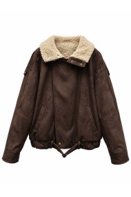Chaqueta Mujer Efecto Ante Con Cuello Borreguito TY-M9506