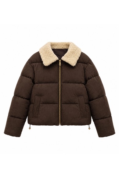Chaqueta Acolchada Mujer Con Cuello Borreguito TY-M9507