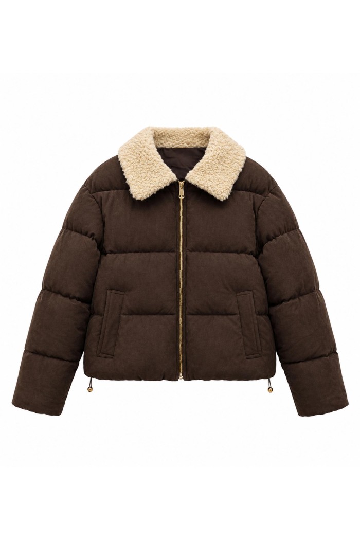Chaqueta Acolchada Mujer Con Cuello Borreguito TY-M9507
