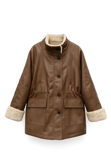 Chaqueta Mujer Polipiel Con Borreguito TY-M9330