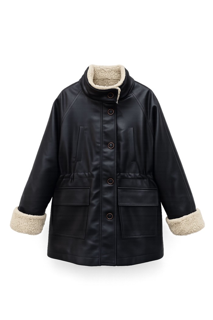 Chaqueta Mujer Polipiel Con Borreguito TY-M9330