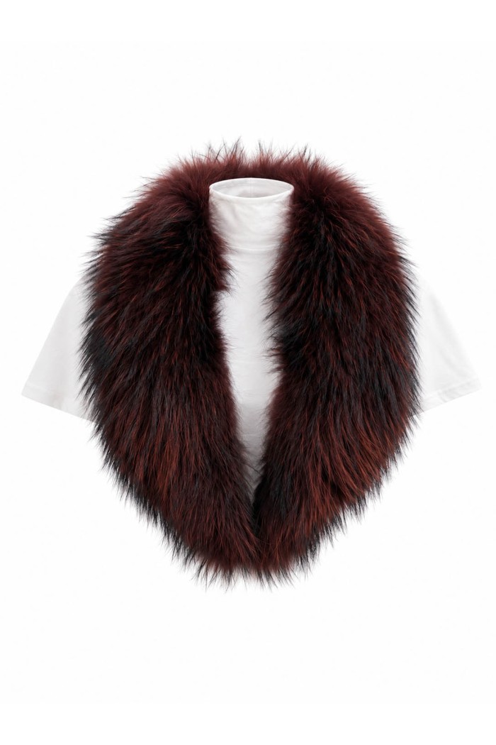 CUELLO CON PINZA PELO DE MARMOTA PC-LLL5533 COLOR GRANATE