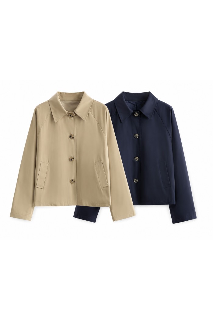 Chaqueta Corta De Mujer Con Cuello Camisero Y Botones TB-M2696