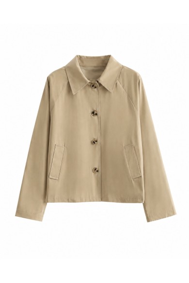 Chaqueta Corta De Mujer Con Cuello Camisero Y Botones TB-M2696