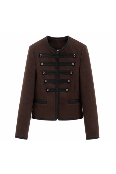 Chaqueta Corta De Mujer Estilo Militar Con Ribetes TB-M2699