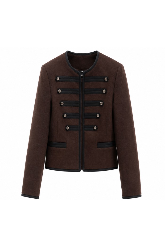 Chaqueta Corta De Mujer Estilo Militar Con Ribetes TB-M2699