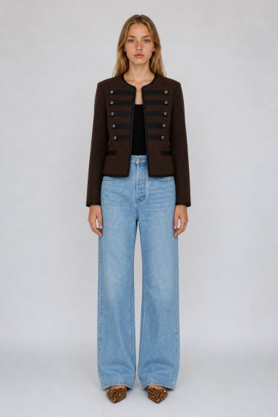 Chaqueta Corta De Mujer Estilo Militar Con Ribetes TB-M2699