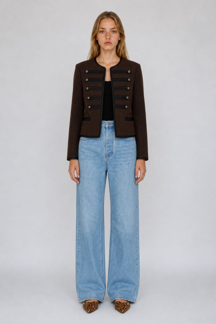 Chaqueta Corta De Mujer Estilo Militar Con Ribetes TB-M2699