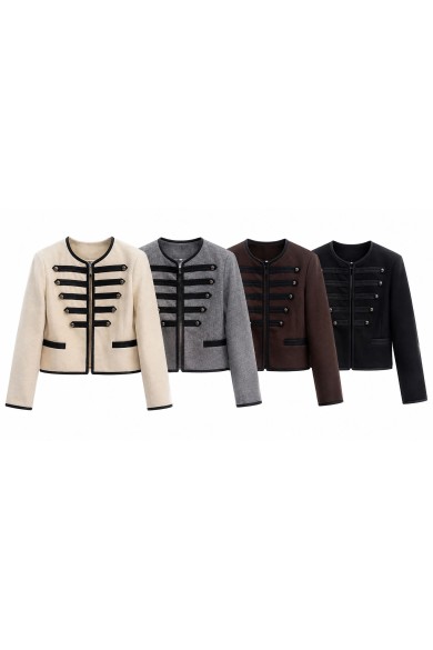 Chaqueta Corta De Mujer Estilo Militar Con Ribetes TB-M2699