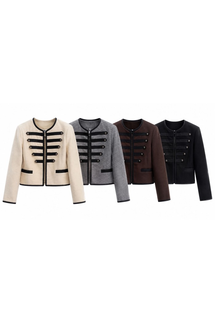 Chaqueta Corta De Mujer Estilo Militar Con Ribetes TB-M2699