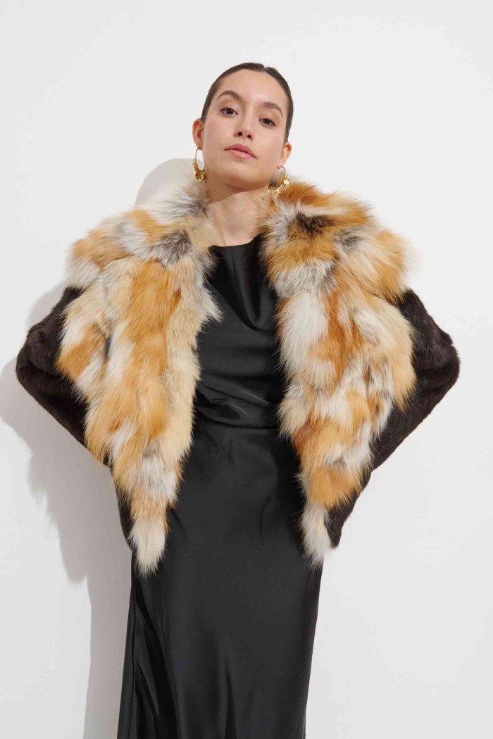 Chaqueta De Pelo De Conejo Con Cuello De Pelo De Zorro PC-LLL5878