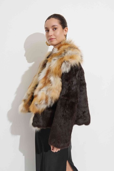 Chaqueta De Pelo De Conejo Con Cuello De Pelo De Zorro PC-LLL5878