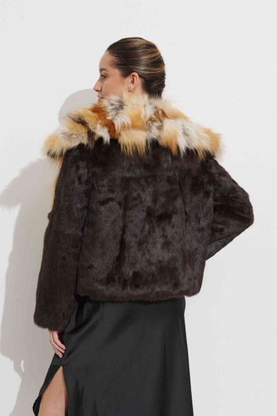 Chaqueta De Pelo De Conejo Con Cuello De Pelo De Zorro PC-LLL5878