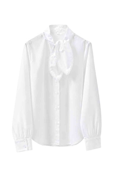Blusa Satinada Con Lazada Y Manga Larga FBZMR22483