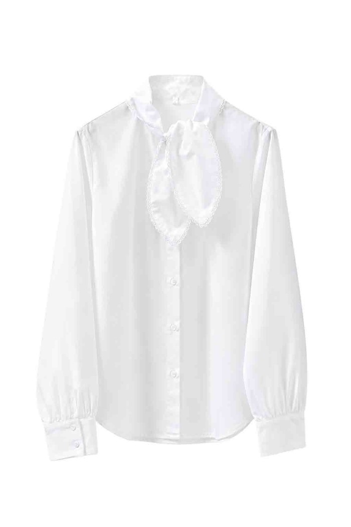 Blusa Satinada Con Lazada Y Manga Larga FBZMR22483