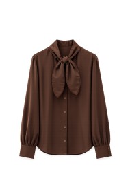 Blusa Satinada Con Lazada Y Manga Larga FBZMR22485
