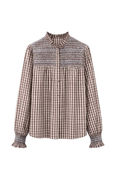 Blusa De Cuadros Con Fruncido FBZMY2607