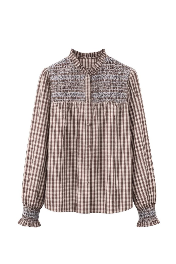 Blusa De Cuadros Con Fruncido FBZMY2607