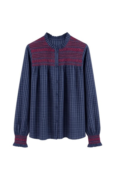 Blusa De Cuadros Con Fruncido FBZMY2608