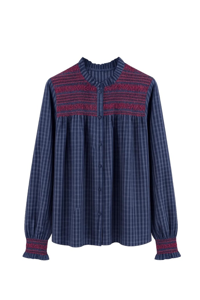 Blusa De Cuadros Con Fruncido FBZMY2608