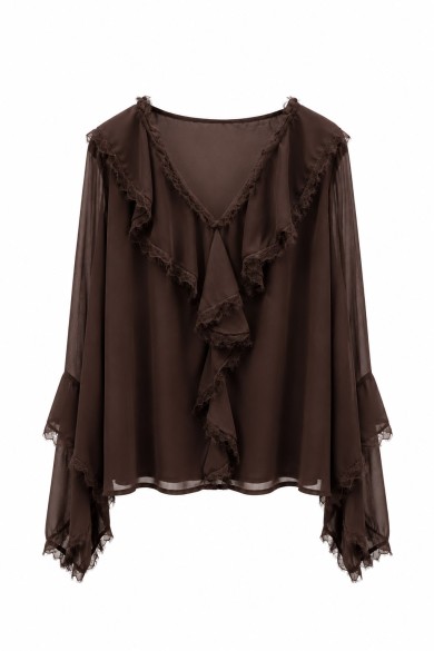 Blusa Fluida Con Volantes y Flecos FBZMR22522