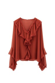 Blusa Fluida Con Volantes y Flecos FBZMR22521
