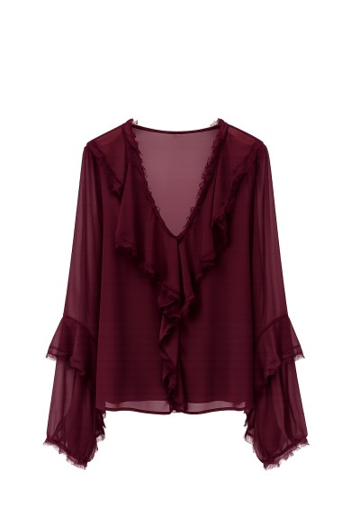 Blusa Fluida Con Volantes y Flecos FBZMR22523