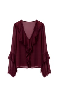 Blusa Fluida Con Volantes y Flecos FBZMR22523