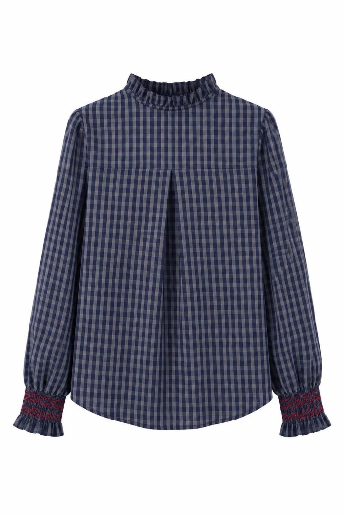 Blusa De Cuadros Con Fruncido FBZMY2608