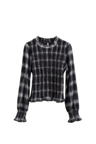 Blusa De Cuadros Con Fruncido Elástico FBZHY2610A