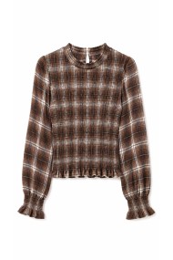 Blusa De Cuadros Con Fruncido Elástico FBZHY2609A