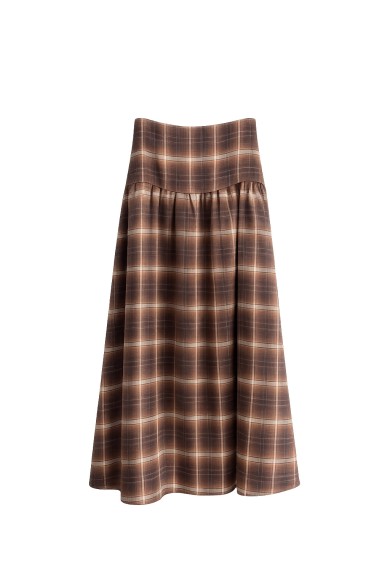 Falda Midi De Cuadros Con Cintura Alta FBZHY2609B