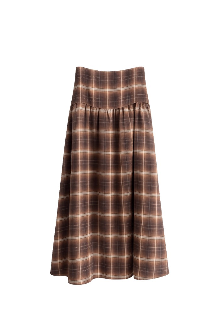 Falda Midi De Cuadros Con Cintura Alta FBZHY2609B