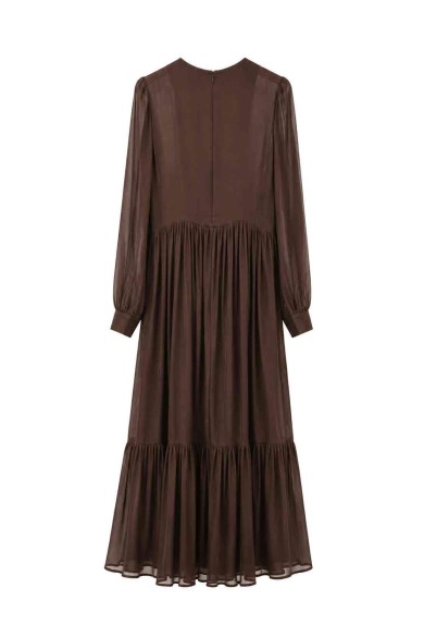 Vestido Largo De Gasa Con Encaje Floral FBZMA1695