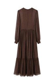 Vestido Largo De Gasa Con Encaje Floral FBZMA1695
