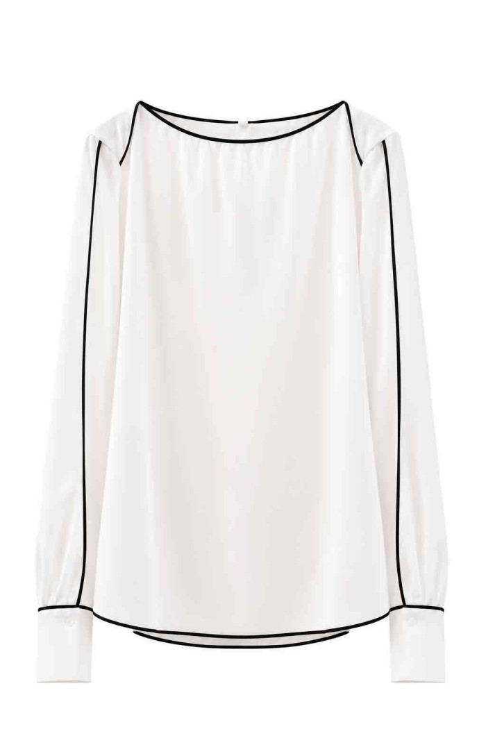 Blusa Fluida Con Ribete En Contraste FBZMR22507