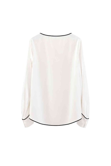 Blusa Fluida Con Ribete En Contraste FBZMR22507