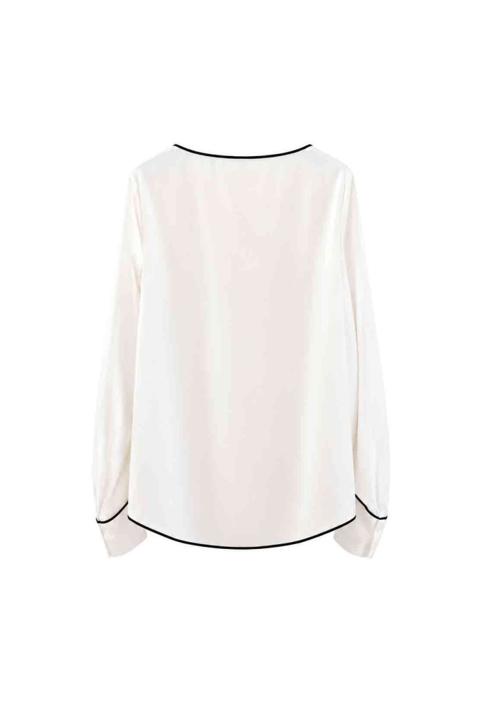 Blusa Fluida Con Ribete En Contraste FBZMR22507
