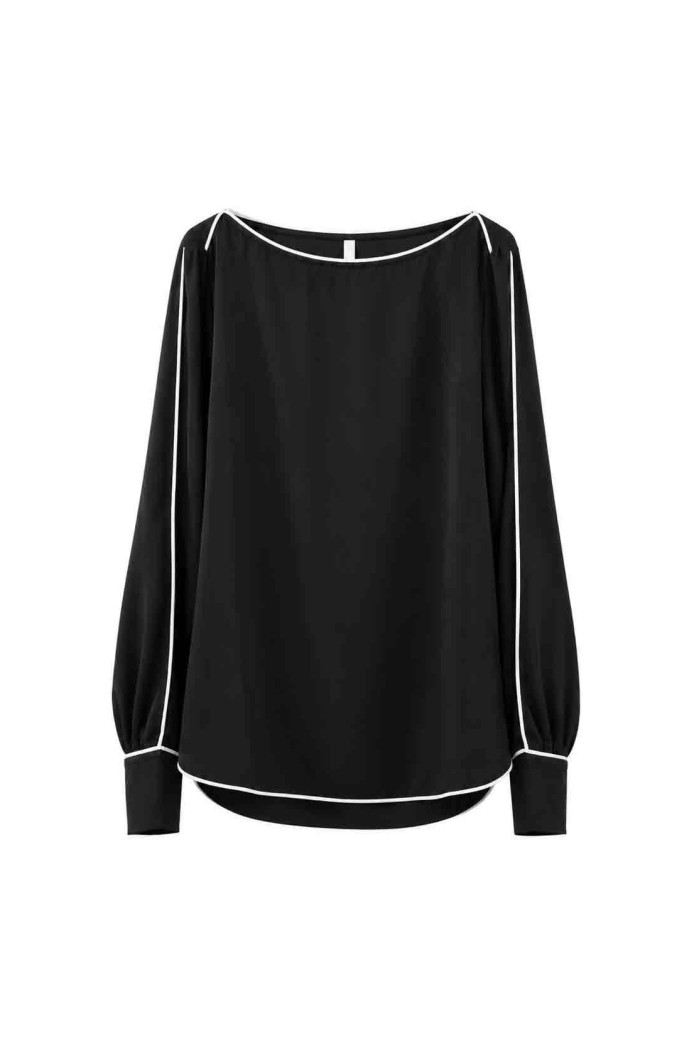Blusa Fluida Con Ribete En Contraste FBZMR225078