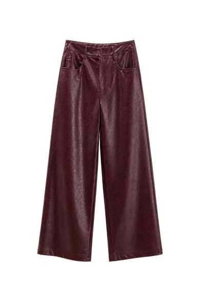 Pantalón Ancho Efecto Piel Coco FBZMA1698B