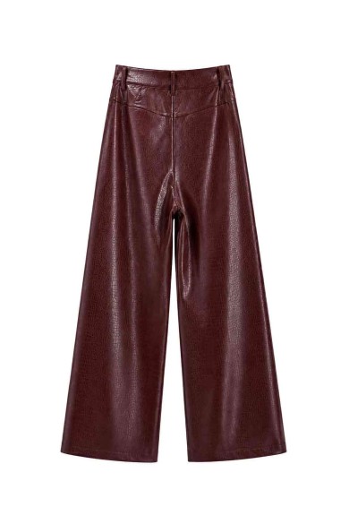 Pantalón Ancho Efecto Piel Coco FBZMA1698B