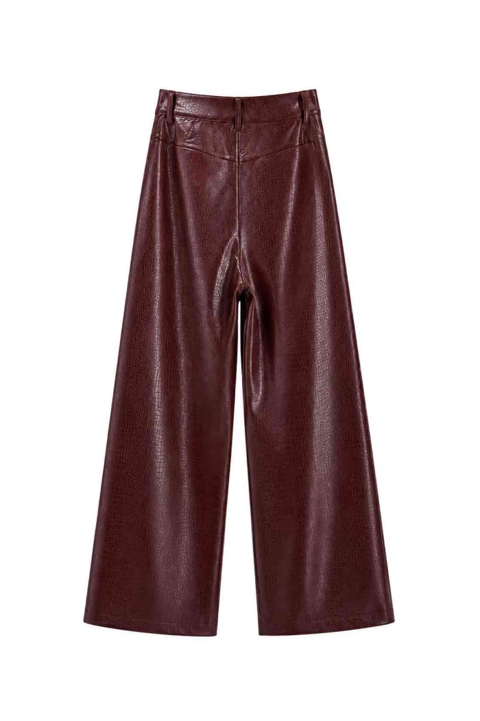 Pantalón Ancho Efecto Piel Coco FBZMA1698B