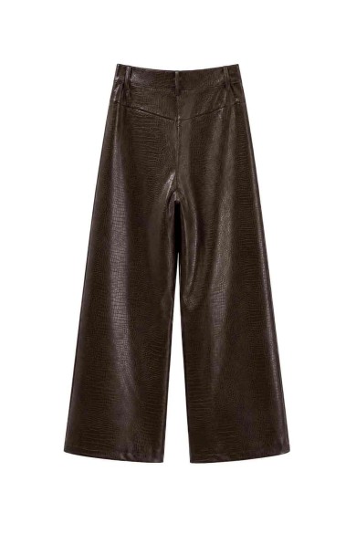 Pantalón Ancho Efecto Piel Coco FBZMA1699B